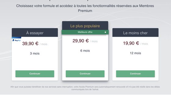 Capture d’écran des tarifs de be2