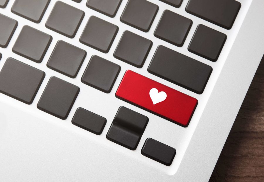 Et tastatur med et hjerte